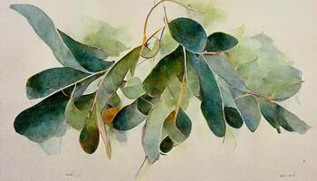 abstrakt löv bukett grön vattenfärg bakgrund illustration. generativ ai foto
