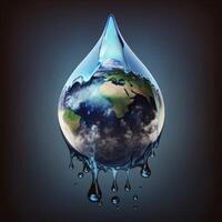 vatten släppa med jord för värld vatten dag ,generativ ai foto
