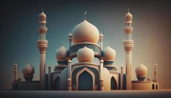 illustration av Fantastisk arkitektur design av muslim moské ramadan kareem, islamic arkitektur bakgrund ramadan kareem, islamic moské, ramdan, ramzan, eid, kultur, arab, generera ai foto