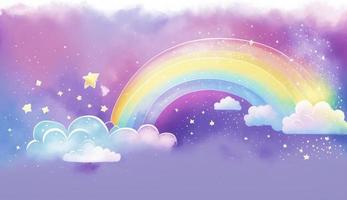 fantasi himmel regnbåge. fe- himmel regnbågar färger, magi landskap och dröm himmel bakgrund illustration, generera ai foto
