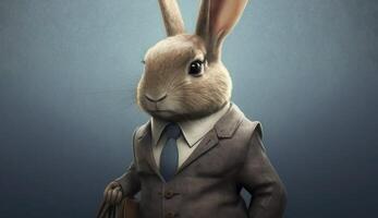 påsk kanin bär en företag kostym. generativ ai. foto