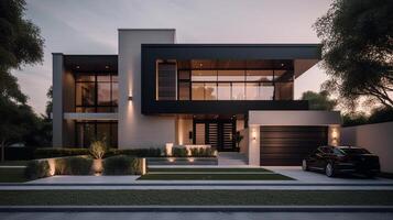 ai generativ 3d modern lyx verklig egendom hus för försäljning och hyra , lyx fast egendom begrepp, foto