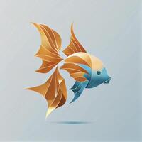 stänga upp av en fisk på en blå bakgrund. generativ ai. foto