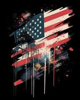 grunge stil amerikan flagga, aning för t-shirt, baner, affisch, oss flagga. generativ ai. foto