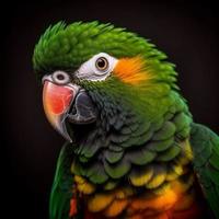 detaljerad Foto av en skön papegojas huvud, generera ai
