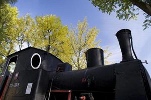 skön gammal förstörd historisk järnväg stående i de museum foto