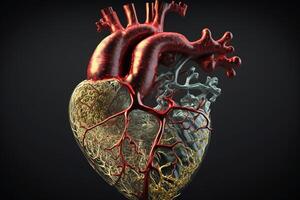 artificiell organ transplantation, hjärta. modern medicinsk teknik. ai genererad. foto