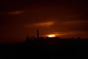 färgrik solnedgång på de spanska ö av gran canaria i de maspalomas sanddyner foto