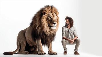 ai generativ en lejon isolerat på vit bakgrund foto