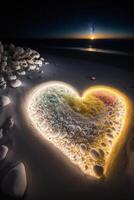 hjärta tillverkad ut av stenar på en strand. generativ ai. foto