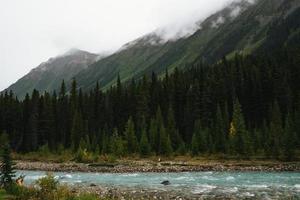 lynnig flod i banff nationell parkera, kanada med fantastisk turkos vatten foto