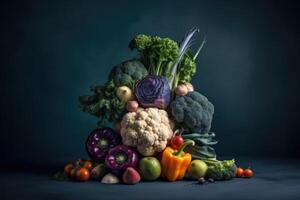konstnärlig vegetabiliska symboliserar friska näring och hälsosam val, generativ ai. foto