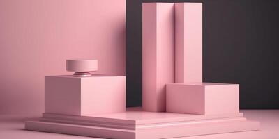 realistisk 3d rosa tema podium för produkt visa. ai genererad foto