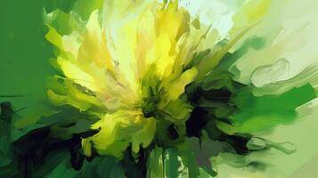 grön abstrakt bakgrund med blommor ai genererad foto
