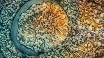 bakterie under de mikroskop ai genererad foto
