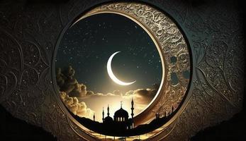 ramadan halvmåne måne, generera ai foto