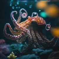 förståelse de jakt tekniker av de jätte bläckfisk och dess tentakler, generativ ai foto