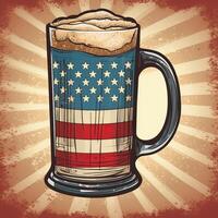 illustration av råna av öl med amerikan flagga på mörk bakgrund. retro vektor illustration. generativ ai. foto