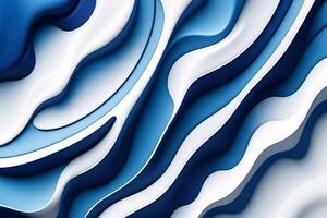 3d abstrakt bakgrund med vågig rader i blå och vit färger.generativ ai foto