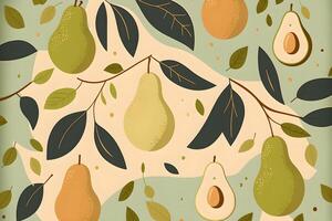 ai genererad päron avokado och örter färsk bakgrunder mönster foto