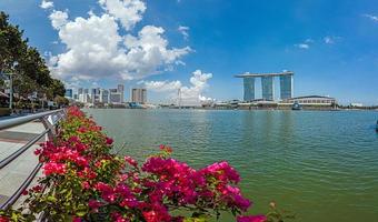se över marina bukt i singapore på dagtid foto