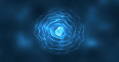 abstrakt blå energi runda sfär lysande med partikel vågor hi-tech digital magi abstrakt bakgrund foto