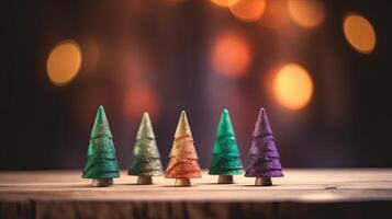 jul träd dekoration på trä- bakgrund. generativ ai. foto