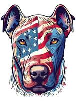 hund illustration amerikan flagga med t-shirt design. Lycklig 4:e av juli USA oberoende dag. generativ ai. foto