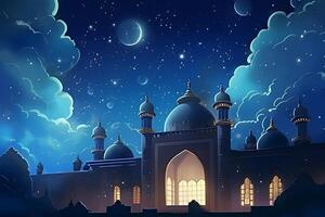 vacker moské med en himmel bakgrund. ai genererad foto