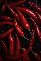 röd varm chili paprikor mönster textur bakgrund. stänga upp. en bakgrund av röd varm chili paprika. generativ ai. foto