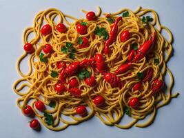 spaghetti på skön bakgrund för restaurang ai generativ foto