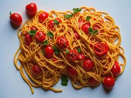 spaghetti på skön bakgrund för restaurang ai generativ foto