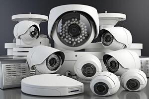 professionell Hem cCTV och video säkerhet kameror. generativ ai foto