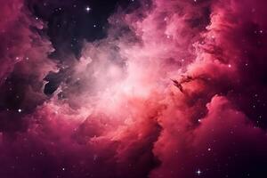 rosa nebulosa med stjärnor för fantasi galax bakgrund. ai genererad foto