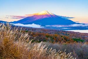 vackert landskap av Mt. fuji under höstsäsongen foto