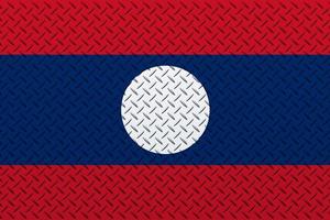 3d flagga av laos på en metall foto