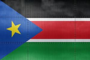 3d flagga av söder sudan på metall foto