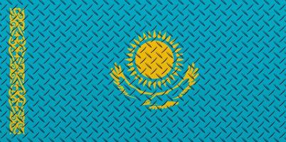3d flagga av kazakhstan på en metall foto