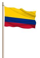 3d flagga av colombia på en pelare foto
