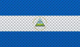 3d flagga av nicaragua på en metall vägg bakgrund. foto