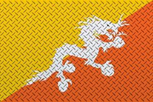 3d flagga av bhutan på en metall foto