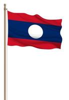 3d flagga av laos på en pelare foto