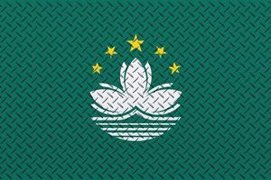 3d flagga av macau på en metall foto