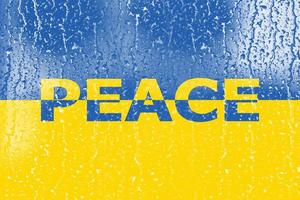 3d flagga av ukrainska i de begrepp av fred i ukraina foto