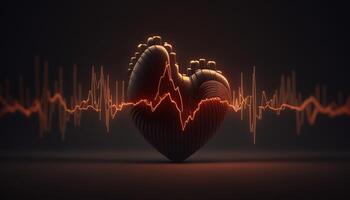 hjärta slå puls, digital konst illustration, generativ ai foto