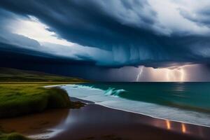 en åskväder är kommande i de fält av söder afrika. de storm är kommande. ai genererad foto