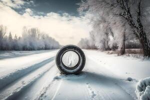 vinter- däck på is. neuralt nätverk ai genererad foto