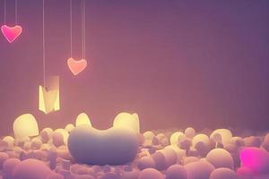 lampor med lysande hjärtan, bakgrund för valentine kärlek foto