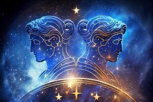 gemini, zodiaken tecken, horoskop, astrologi. generativ ai foto