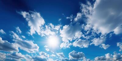 blå himmel med moln bakgrund, molnig himmel för sommar tid. generativ ai foto